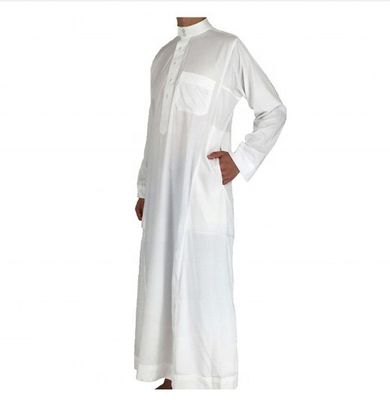 100% Polyester/Cotton Light White 15gsm Muslim Men Arabian Thobe Woven for Men's Wear