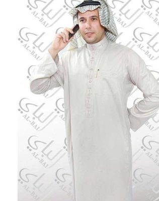 Popline Men's Saudi Style Thobe Islamic Arab Robe Made of Flame Retardant Polyester