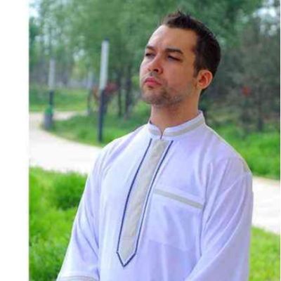 Popline Men's Saudi Style Thobe Islamic Arab Robe Made of Flame Retardant Polyester