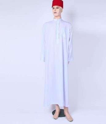 Popline Men's Saudi Style Thobe Islamic Arab Robe Made of Flame Retardant Polyester
