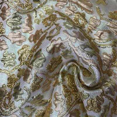 100% Polyester Metallic Jacquard Brocade Fabric in Ready Stock Color for Your Requirements